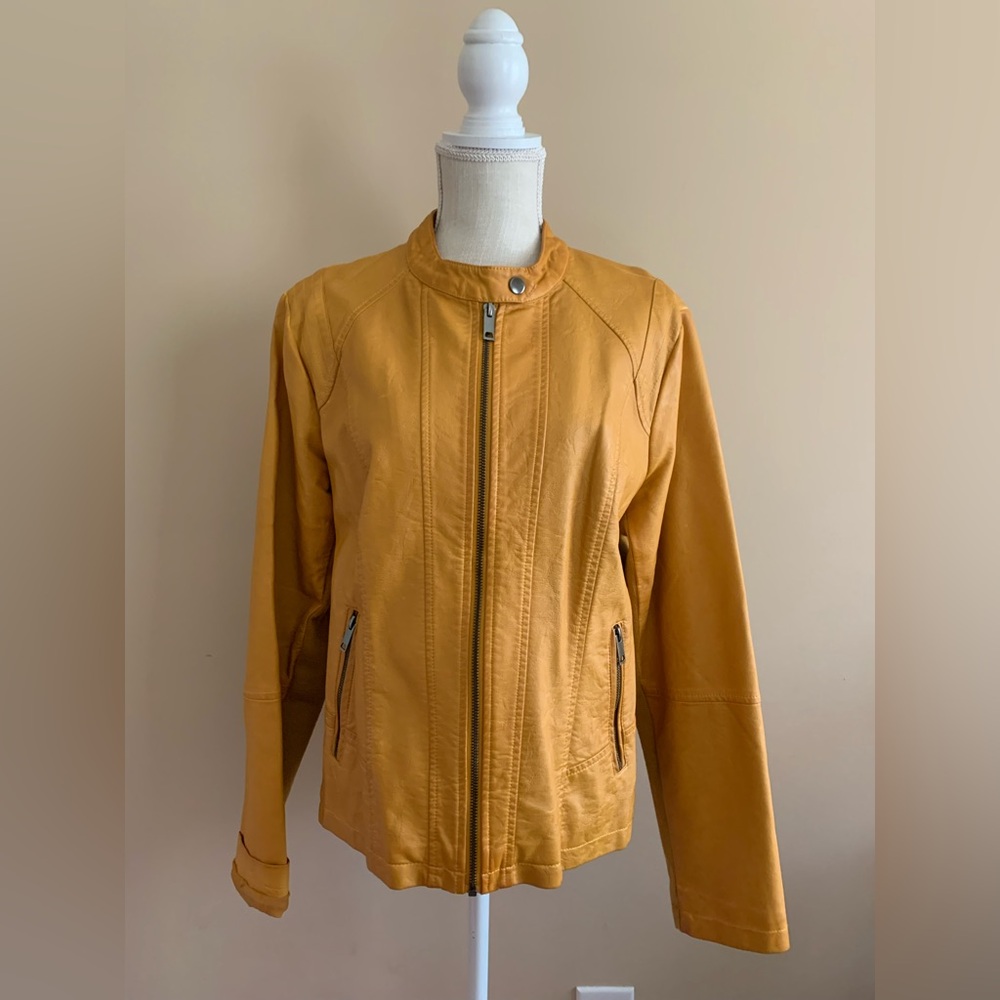 Women's Mustard Yellow Moto Jacket - Picture 11 of 11